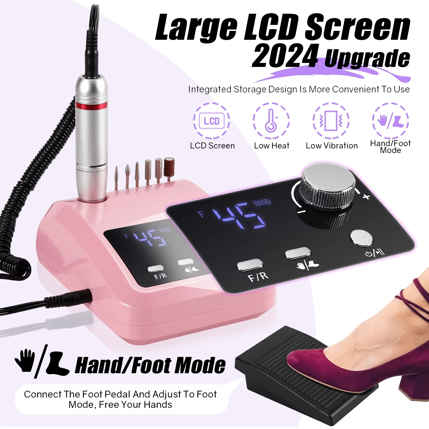 Perceuse à ongles électrique intelligente avec grand écran LCD