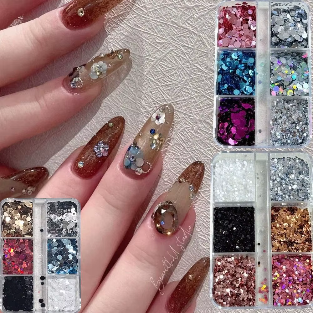 Décorations créatives pour ongles à 6 compartiments