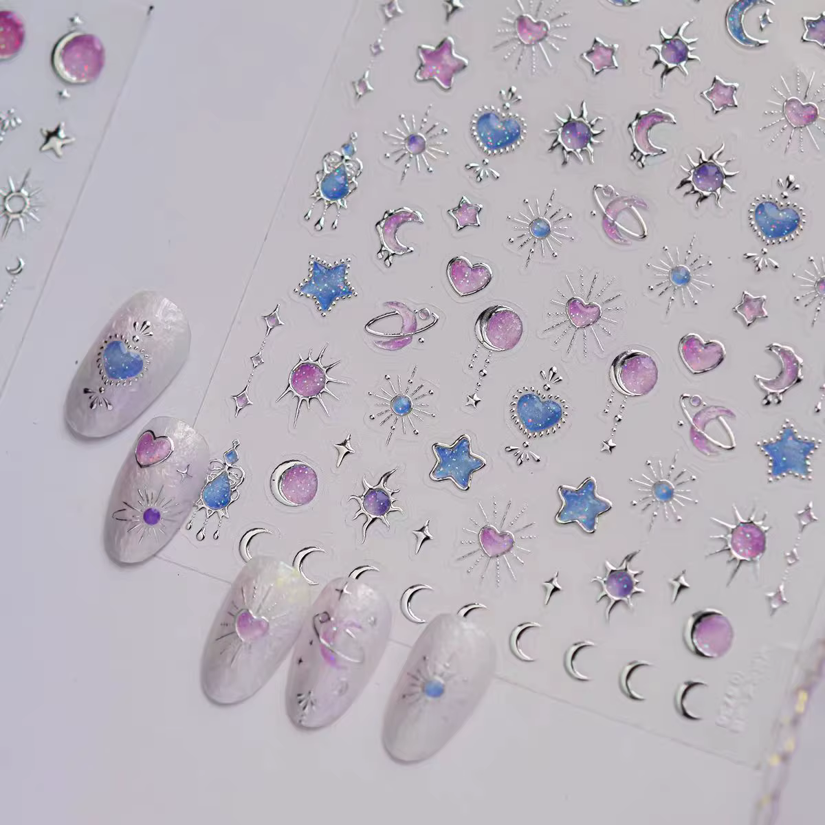 Autocollants pour ongles en forme d'étoile à cinq branches colorés