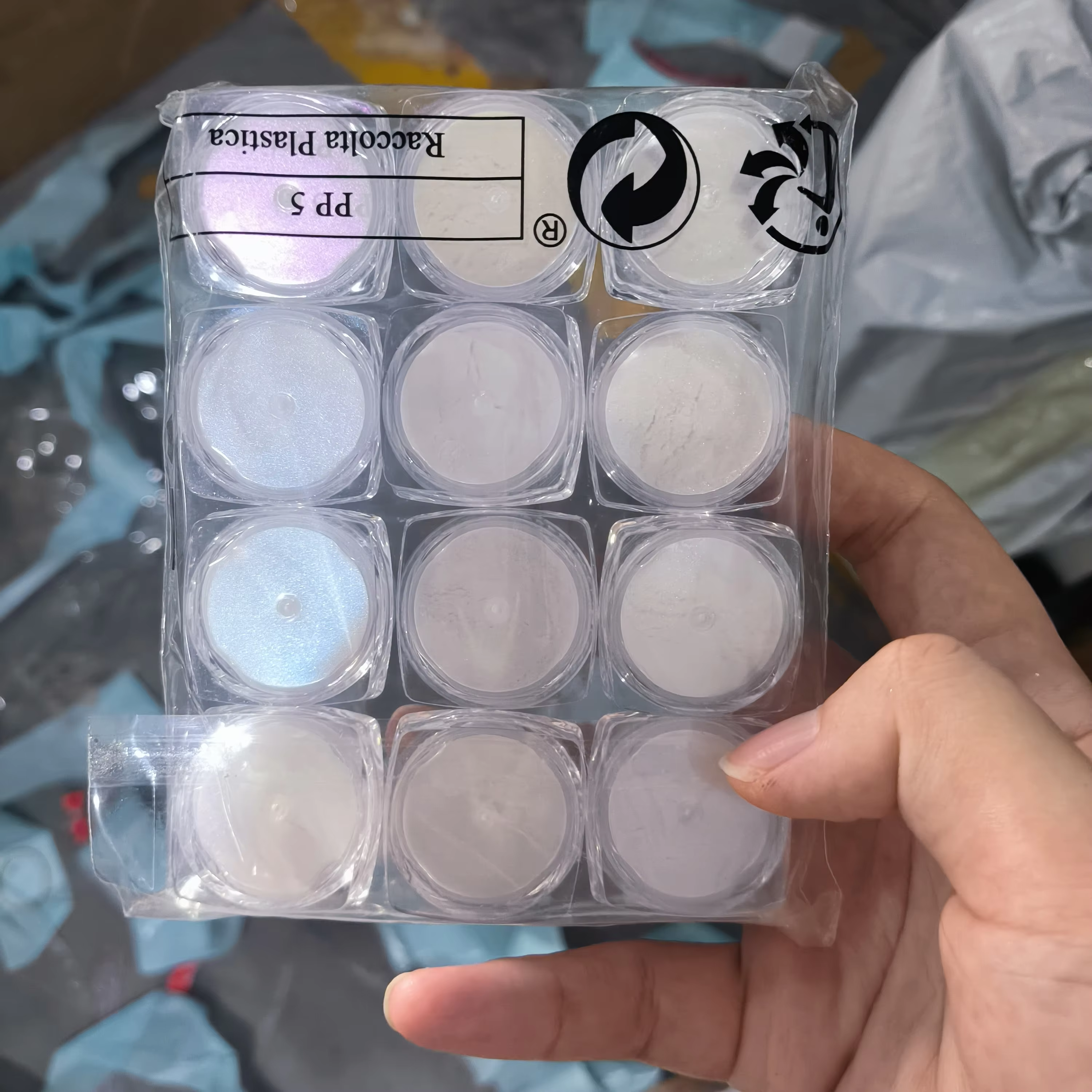12 pièces/ensemble Aurora blanc ongles miroir poudre 0.3g/pot miroitant clair de lune Chrome Pigment poussière pour UV Gel vernis manucure décorations