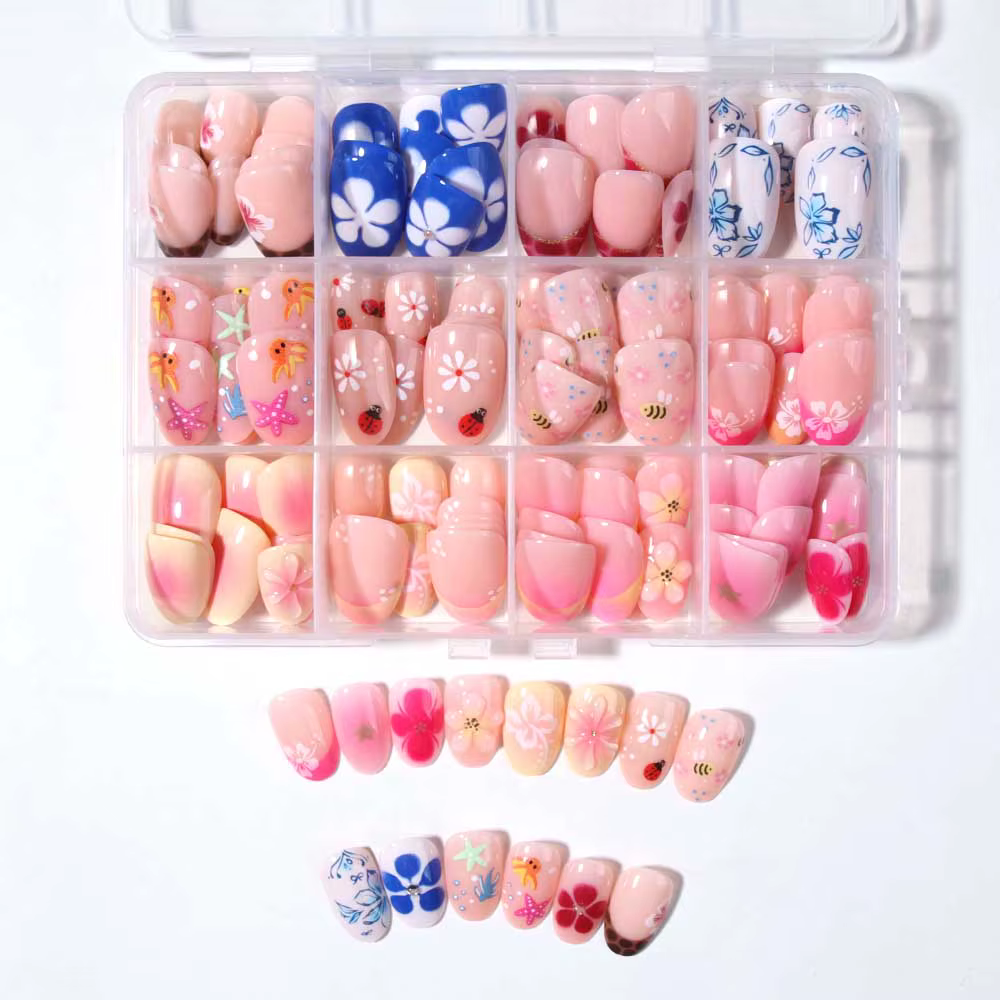 Ongles à fleurs 288 pièces (12 mélangés)