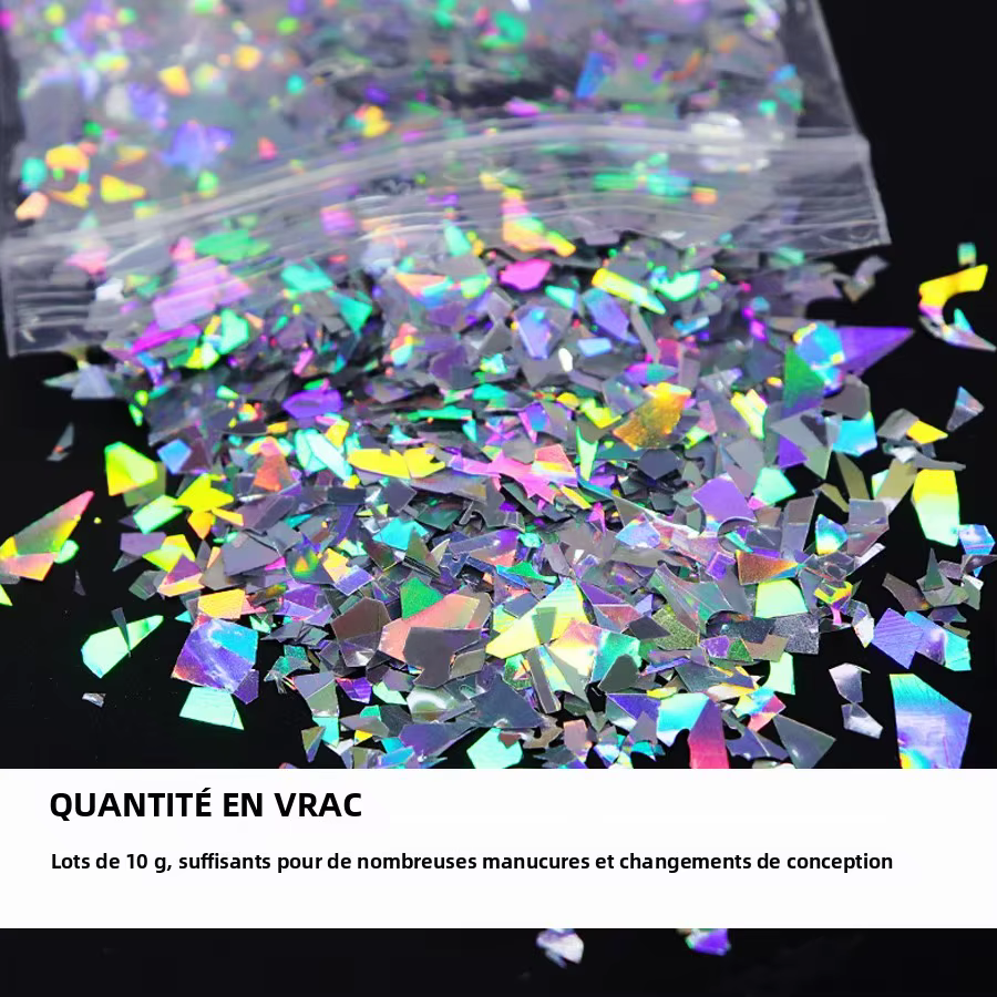Flocons d'ongles holographiques effet sirène