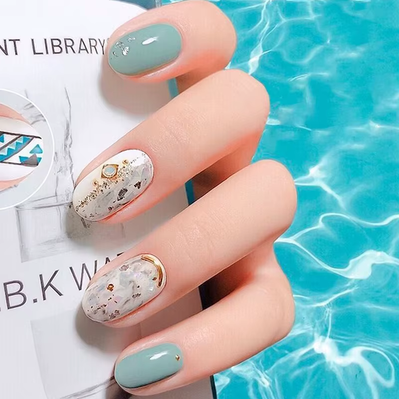 Autocollants N64.Ormeau coquille tranche nail art