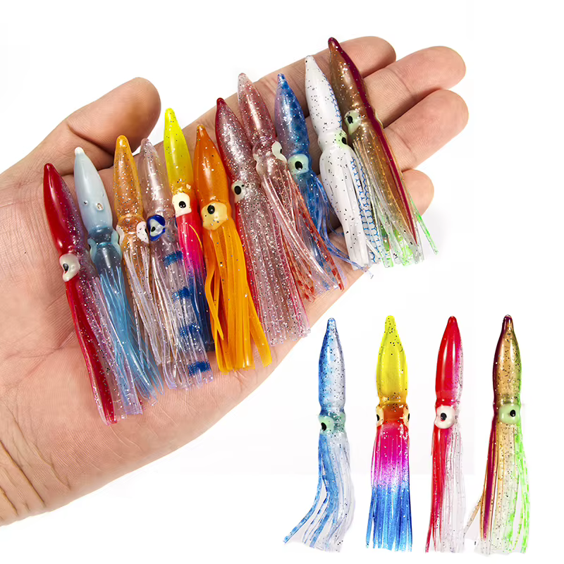 10 pièces 8 cm leurre souple calmar appâts artificiels leurres poulpe thon voilier appâts