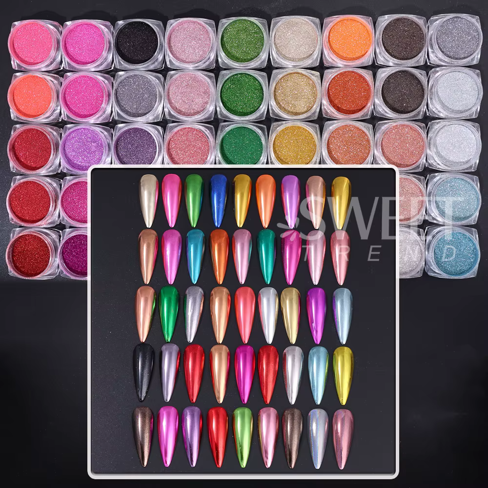 Poudre chromée pour ongles