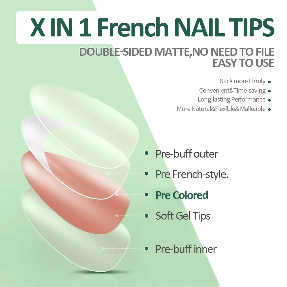 Nailpop 3 en 1 ongles à pointe française pré-colorés presse rapide et facile