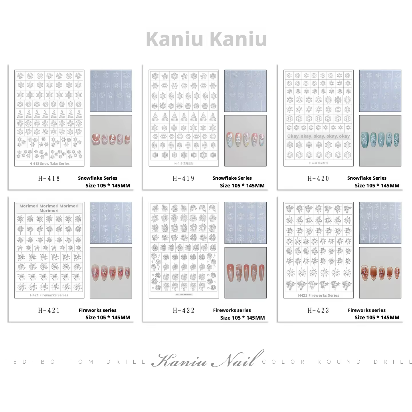 Kaniu 1/3/6 pièces manucure hiver nouvel an noël ongles autocollants décoration blanc paillettes neige