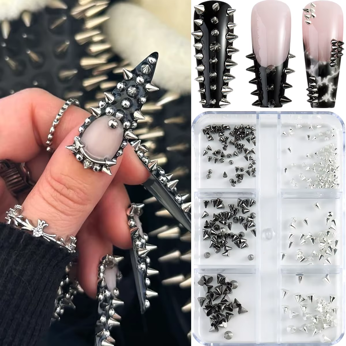Décorations pour manucure Y2K Punk Metal Rivet