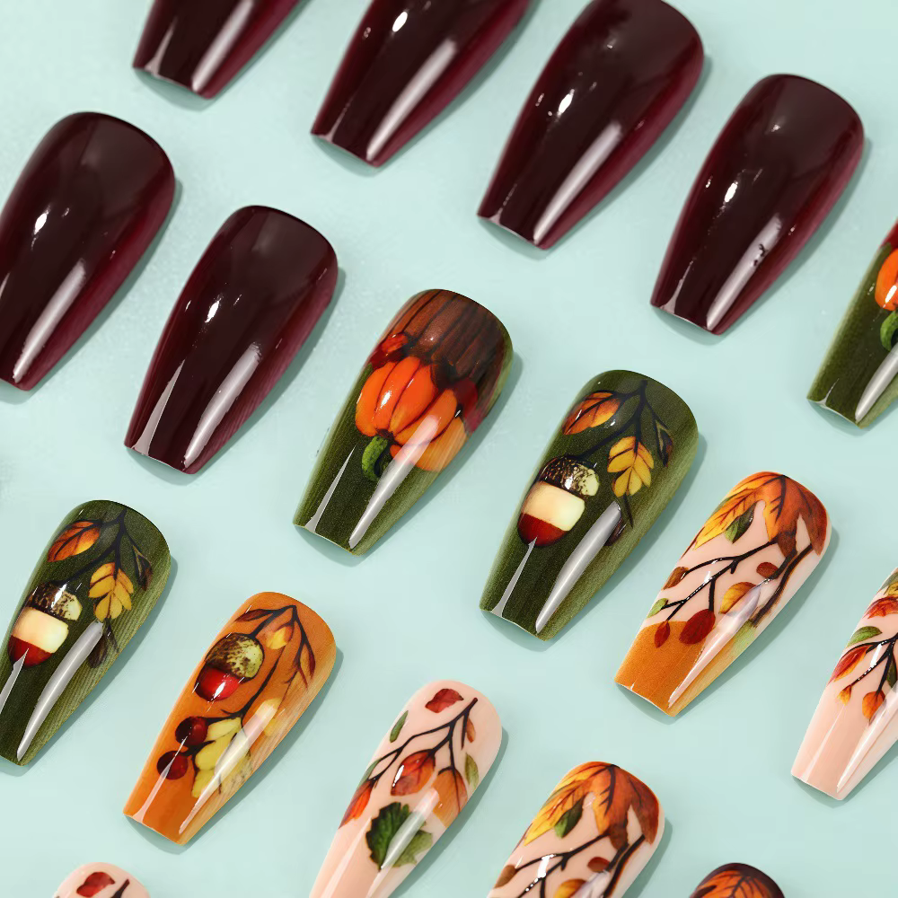 Faux ongles mi-longs pour femmes et filles