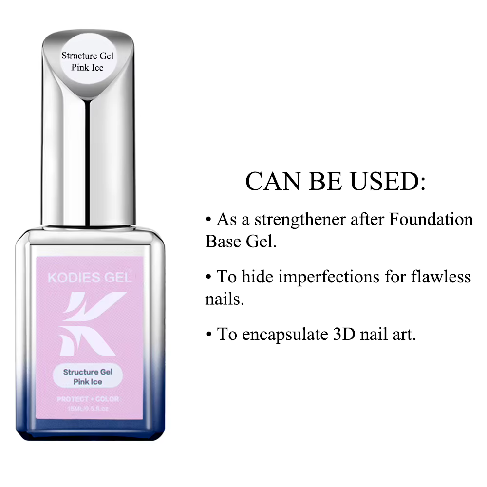KODIES GEL rose glace caoutchouc Base Gel vernis à ongles Structure translucide Camouflage Gel