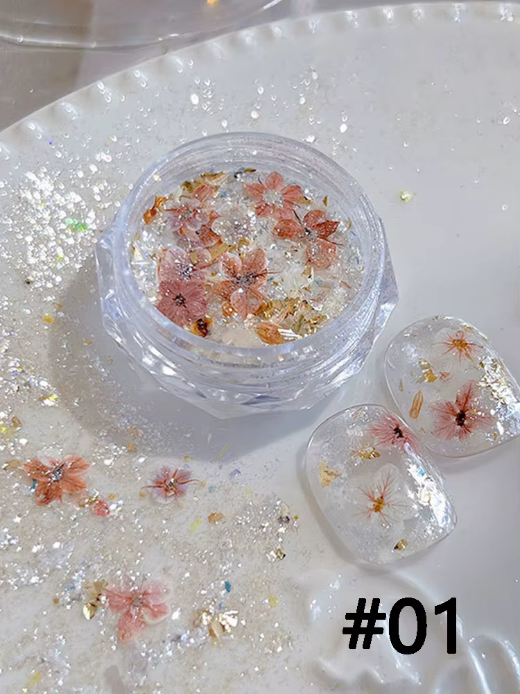 1/6 pièce de poudre à ongles Opal Flower