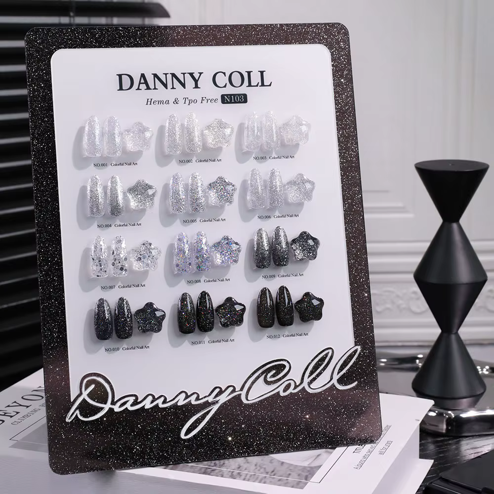 Kit de 12 vernis gel pailletés brillants pour ongles