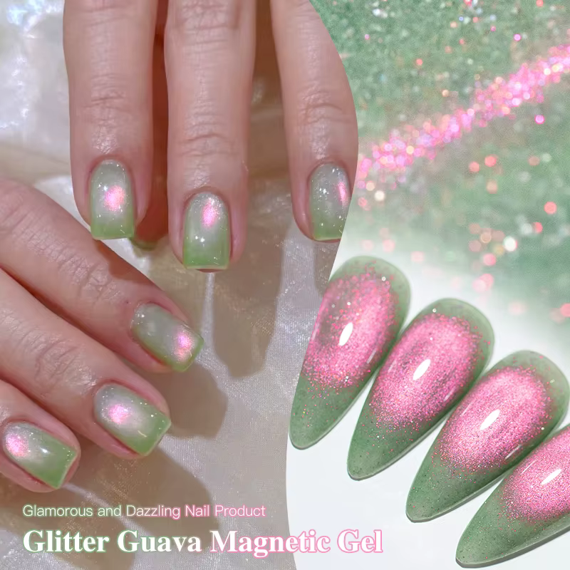 Vernis à ongles gel magnétique pailleté Guava Cat