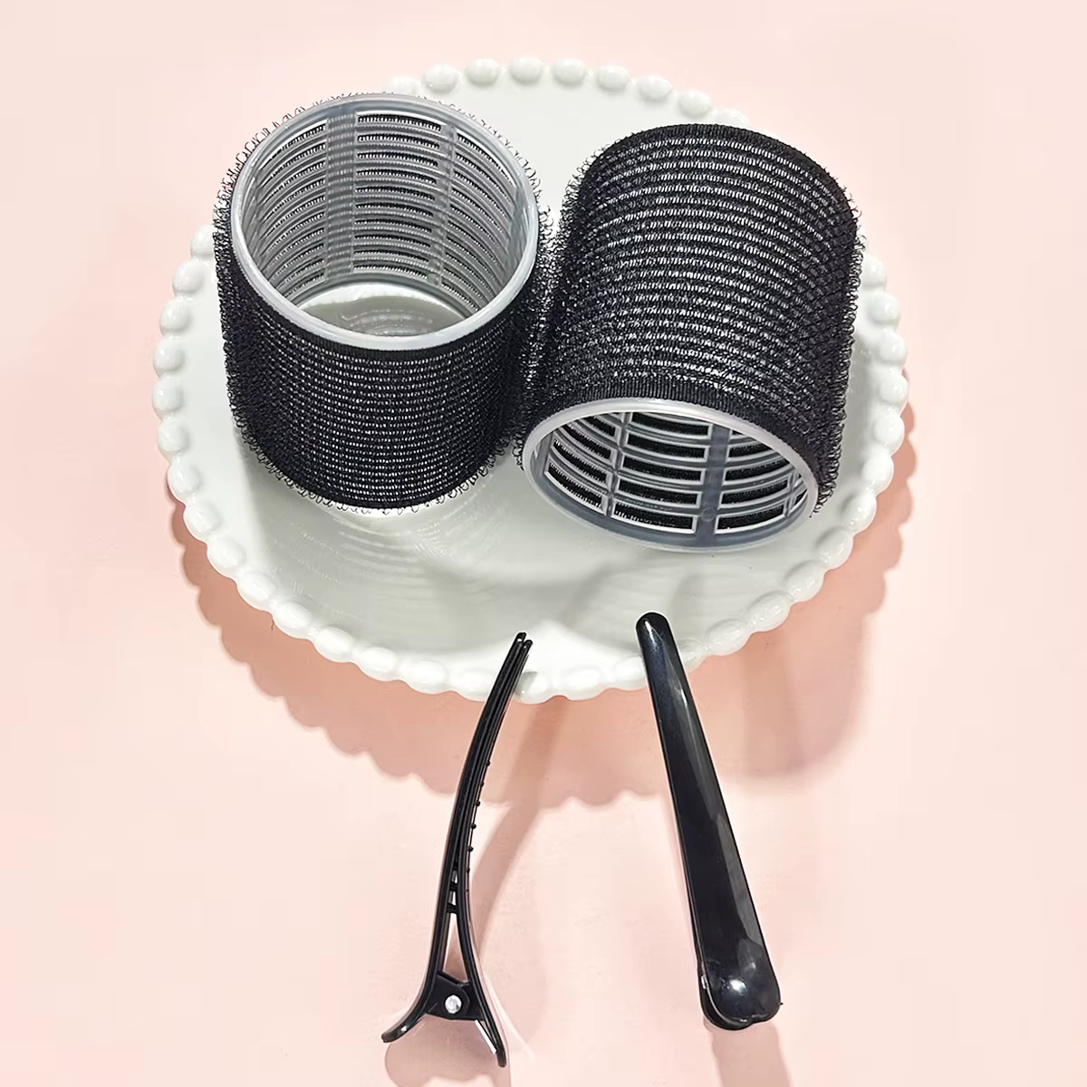 Kit de bouclage pour femmes, 12 pièces (4 rouleaux à cheveux + 8 pinces à cheveux) - Ensemble de boucles pour salon de coiffure familial, texture volumineuse
