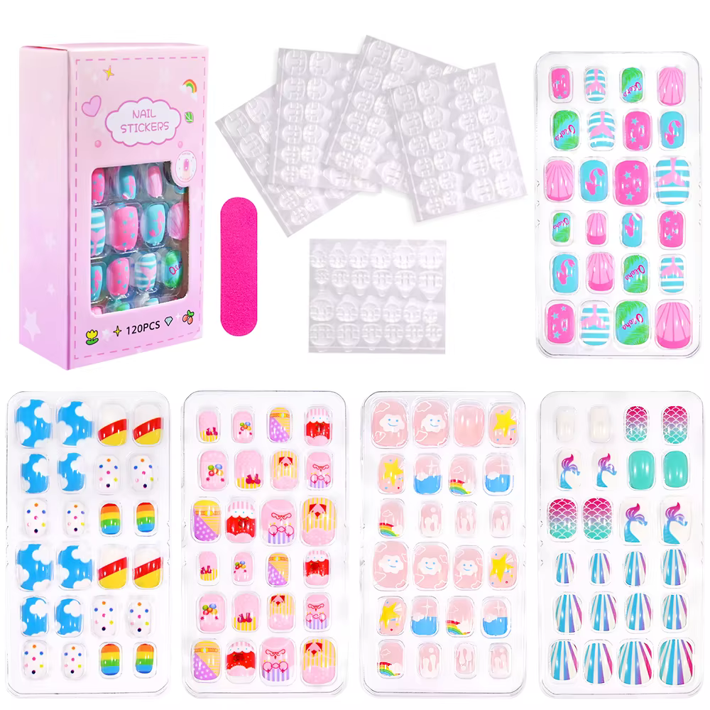 Faux Ongles Colorés à Couverture Complète pour Enfant Fille
