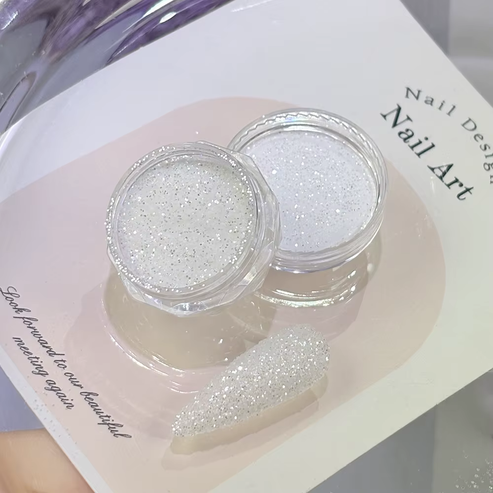 1.5g/pot blanc flocon de neige sucre poudre à ongles mer scintillant sel cristal diamant Pigment poussière bricolage hiver noël manucure décor F