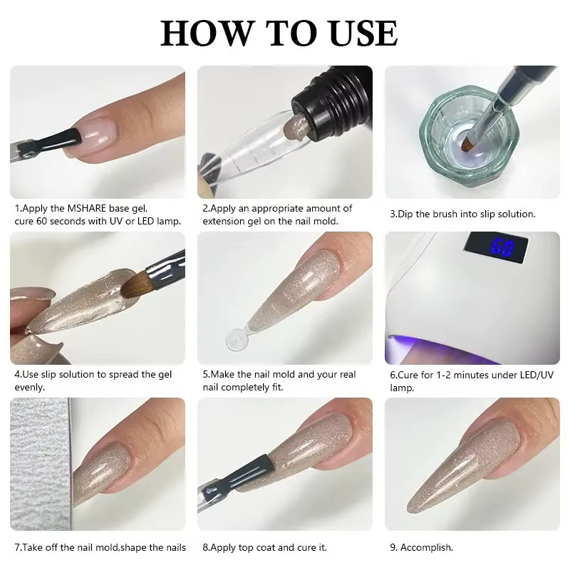 MSHARE Poly ongles Gel acrylique 60ml constructeur UV Led Acrylgel