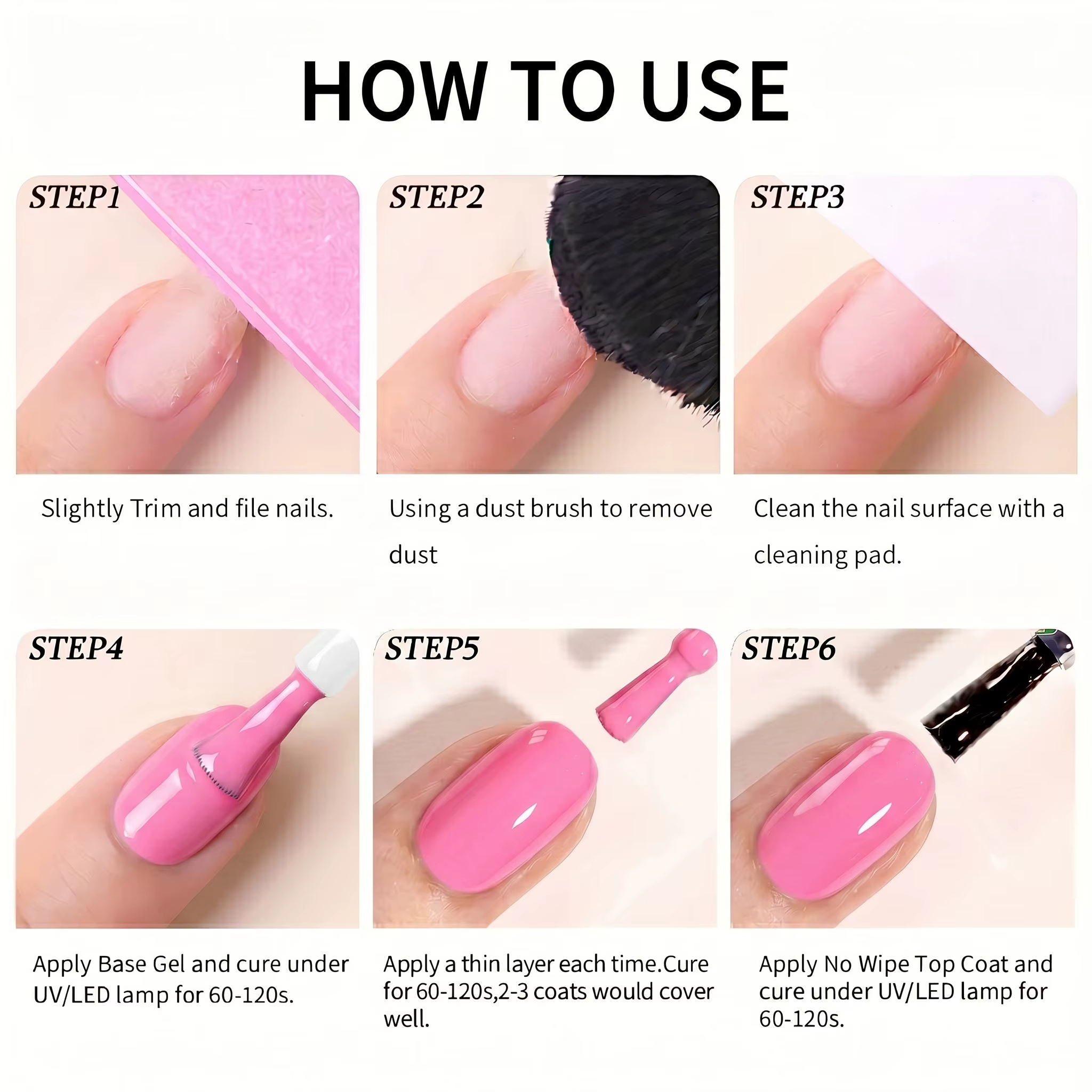 Le kit de vernis à ongles en gel Macaron 6 couleurs Printemps/Été sans tracas présente une gamme complète
