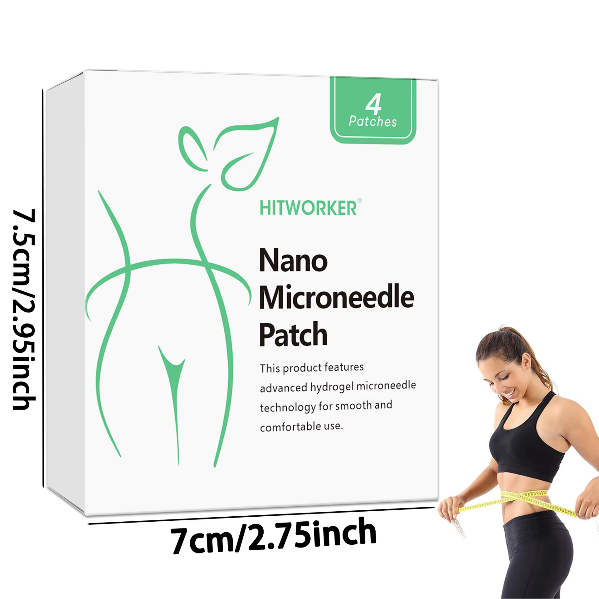 Ensemble de 4 patchs de soin corporel à micro-aiguilles nano, conçus pour un nettoyage complet, sans laisser de résidus, résistants à l'eau et à la transpiration.