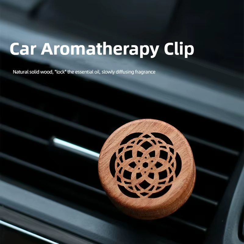 Diffuseur de voiture en bois sculpté en bois de rose, clip d'aromathérapie exquis pour voiture, désodorisant automobile, décoration auto