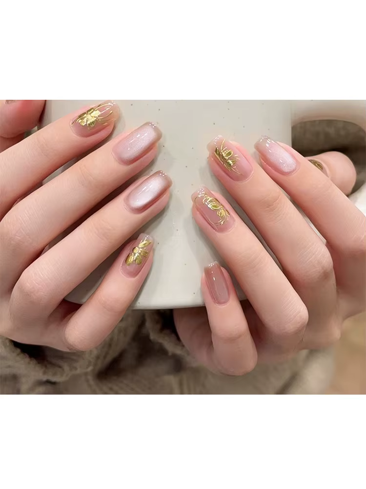 Nouveaux Autocollants pour Ongles Fleur Dorée Noble