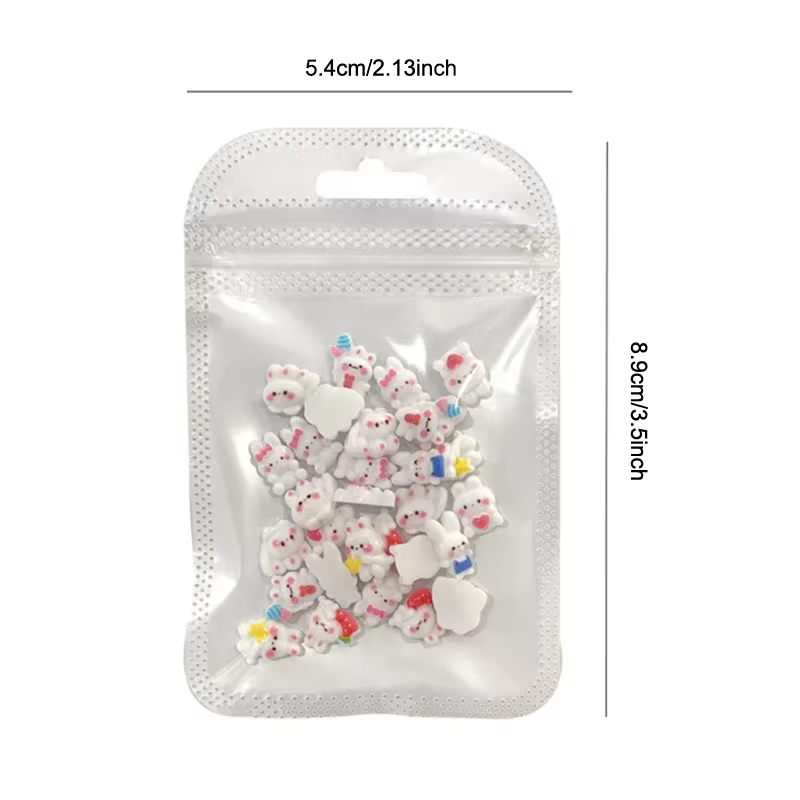 30 pièces dessin animé lapin Nail Art charme 3D couleur bonbon résine