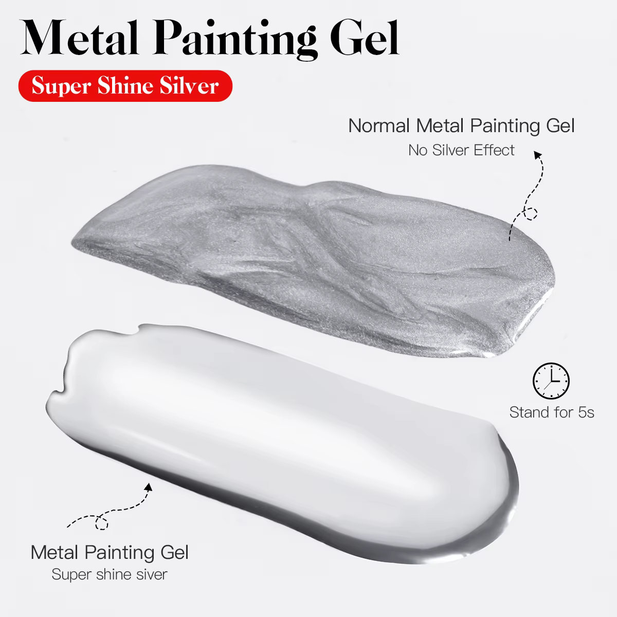 Vernis à ongles gel métallique argenté effet miroir