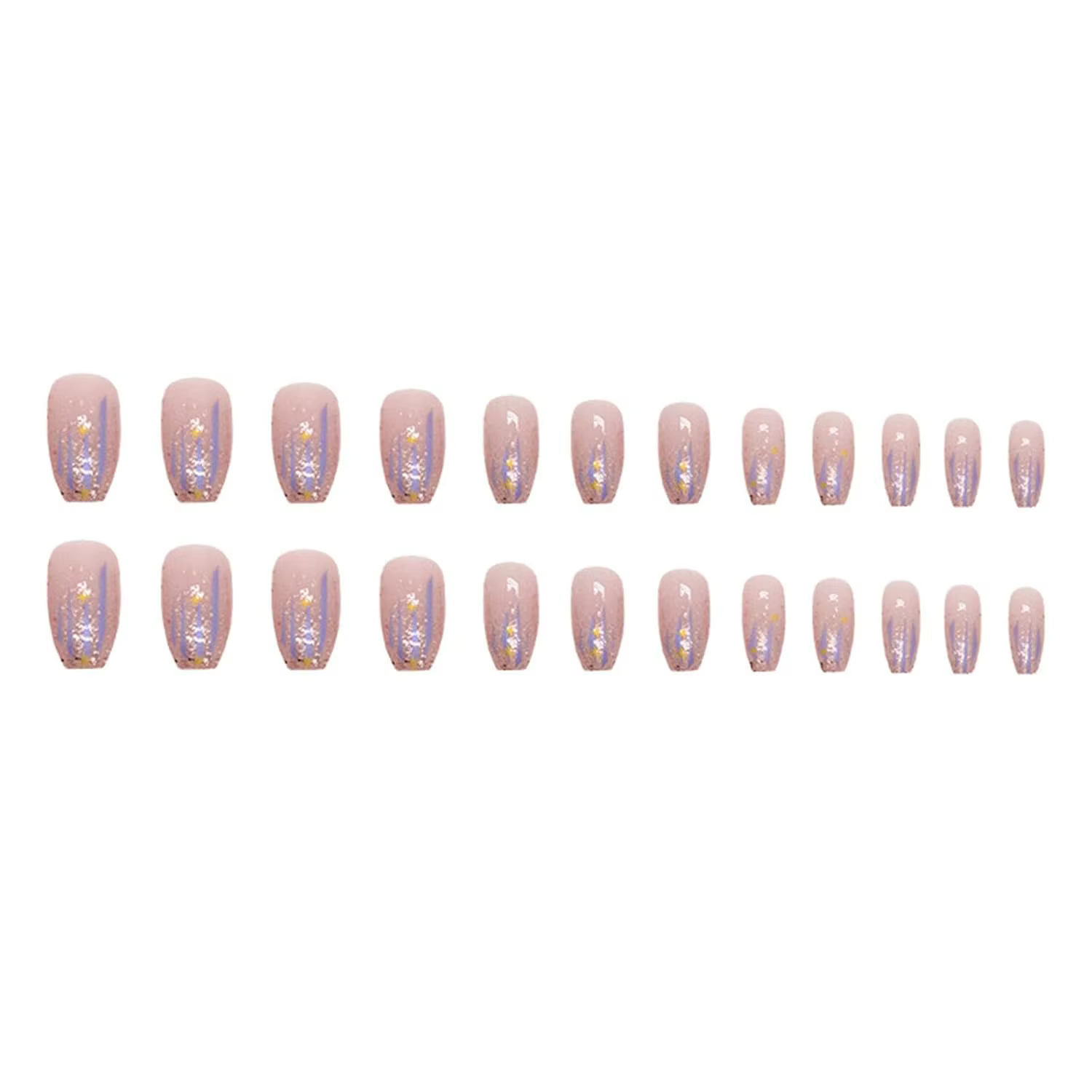 Ongles à pression rose violet brillant carrés courts brillants détachables en acrylique adaptés à l'art des ongles des femmes et des filles