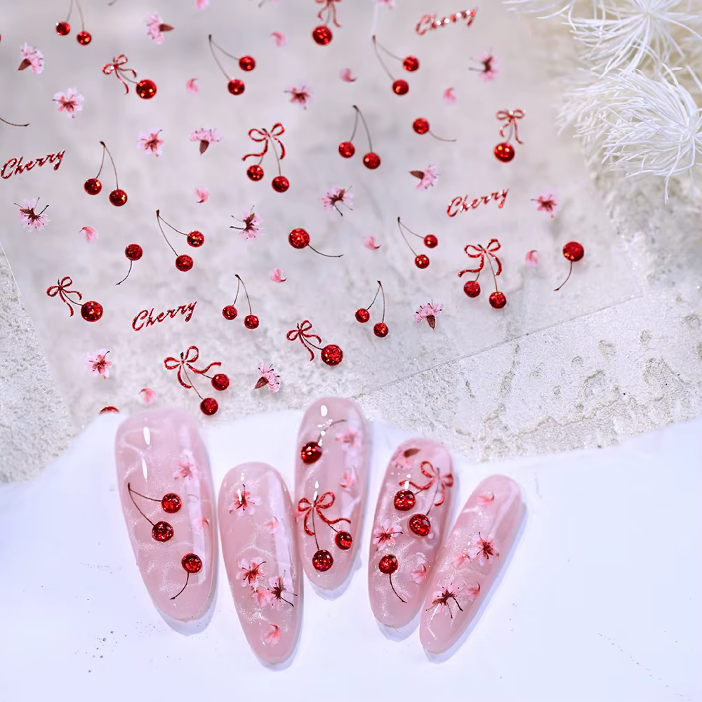 Autocollants pour ongles 5D brillants en strass rouges