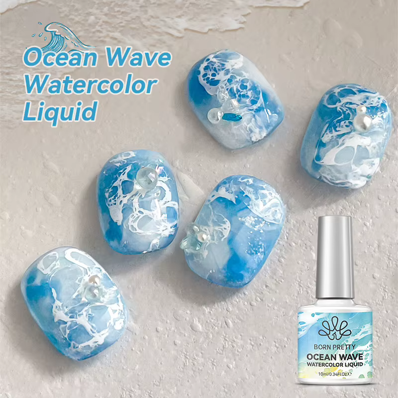 Kit de gel liquide White Wave – Gel de mélange rapide pour nail art marbré et à bulles