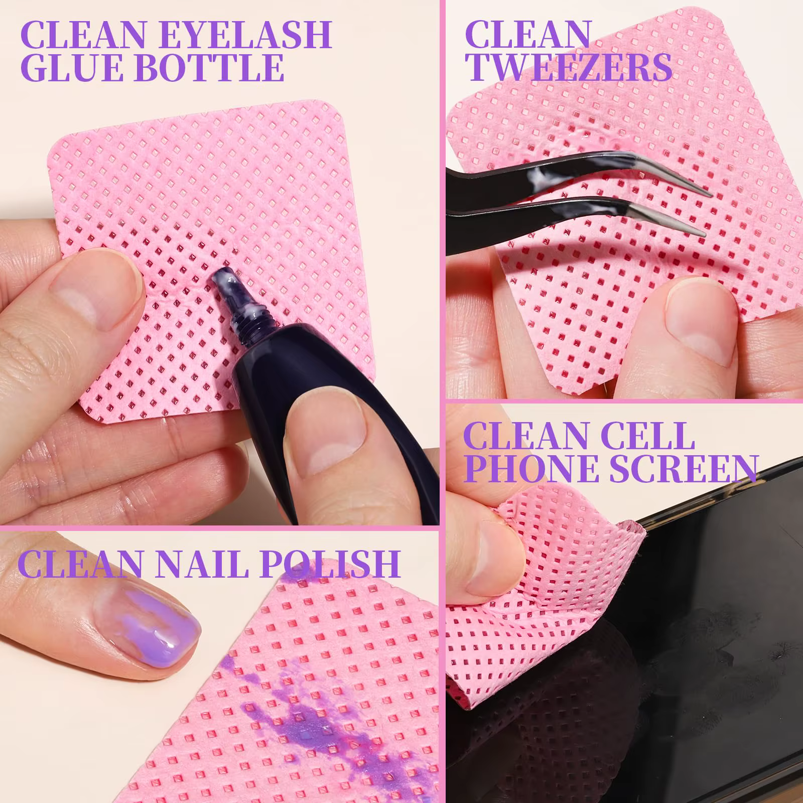 LINMANDA 200 pièces lingettes de nettoyage des ongles non pelucheuses tampons
