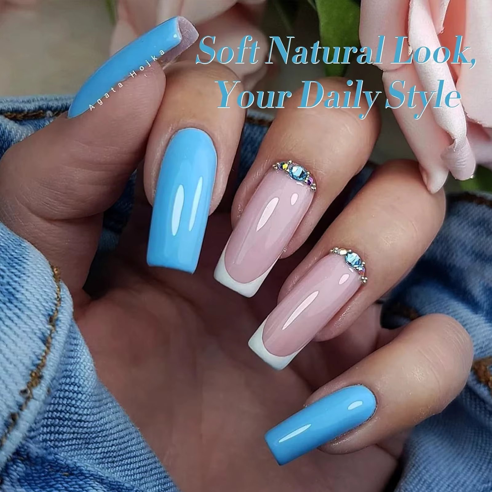QAZIXU Vernis à ongles gel bleu ciel semi-permanent UV LED