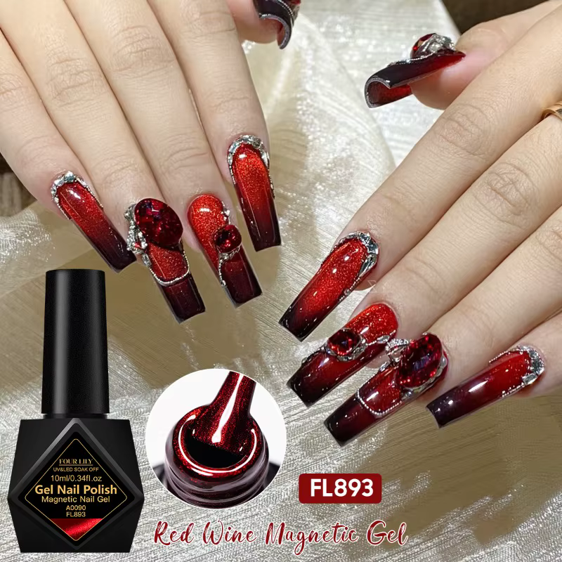 Vernis à ongles Gel magnétique chat vin rouge 10ml