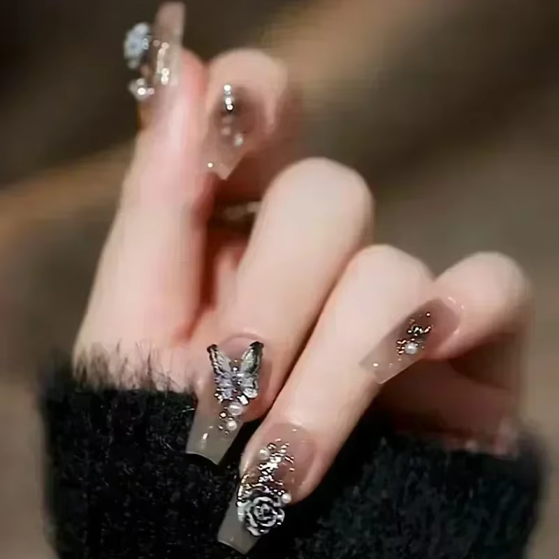 24 pièces ballerine longs carrés ongles conseils faux