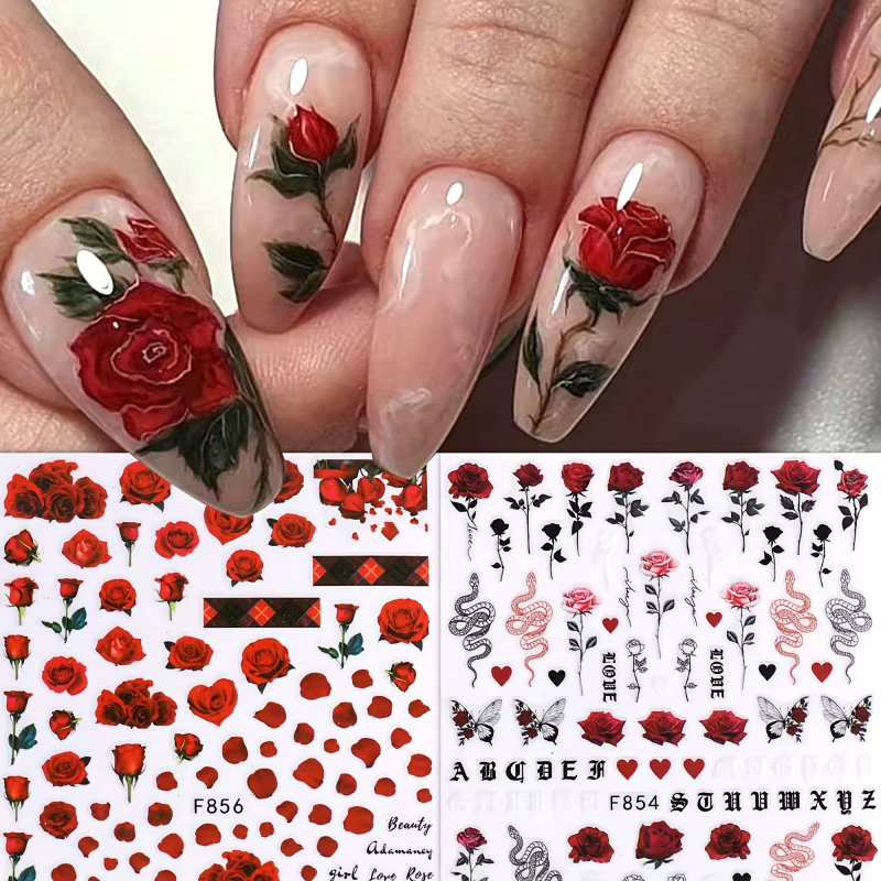 Un ensemble d'autocollants décoratifs pour ongles pour la Saint-Valentin