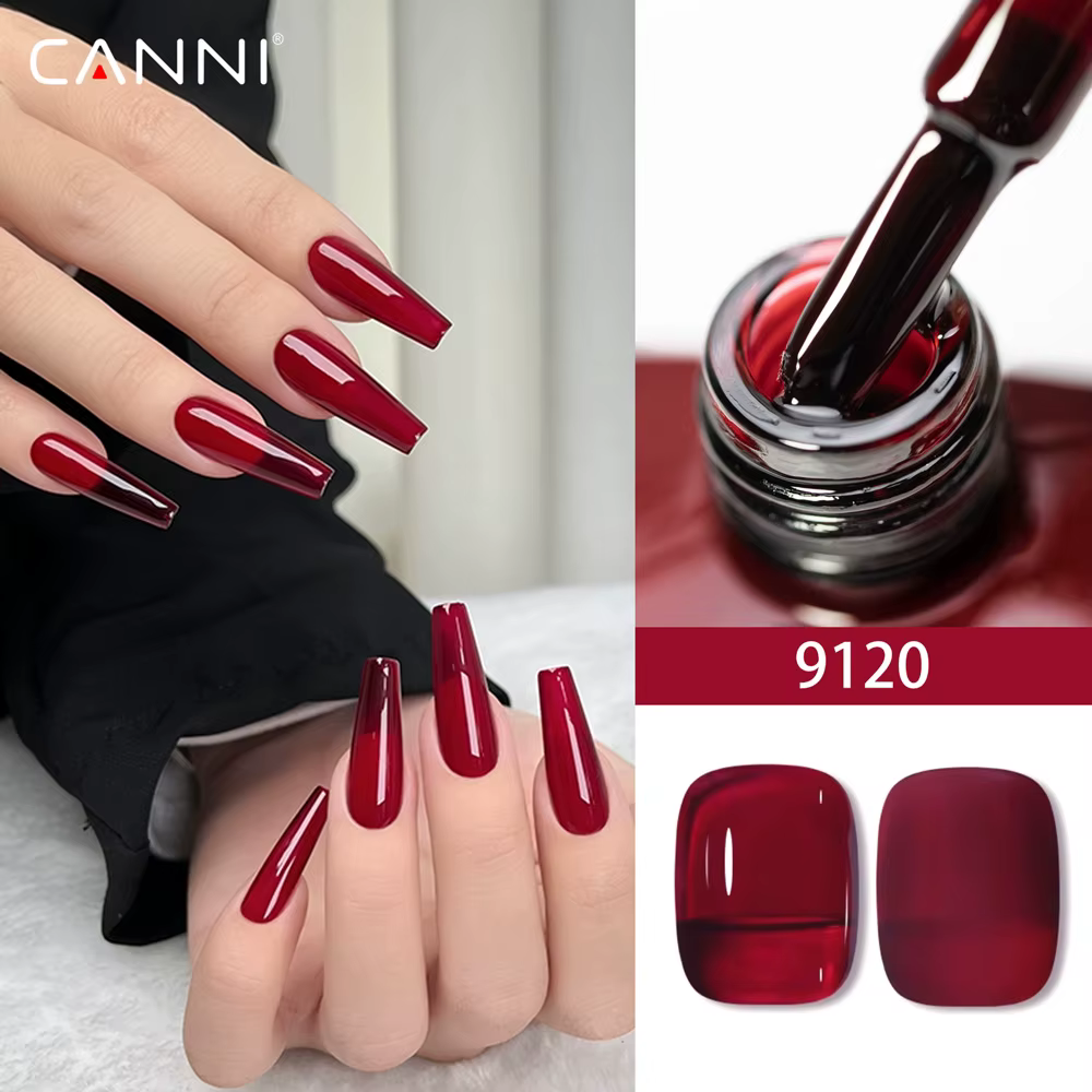 CANNI Gel vernis à ongles rouge sang clair gelée