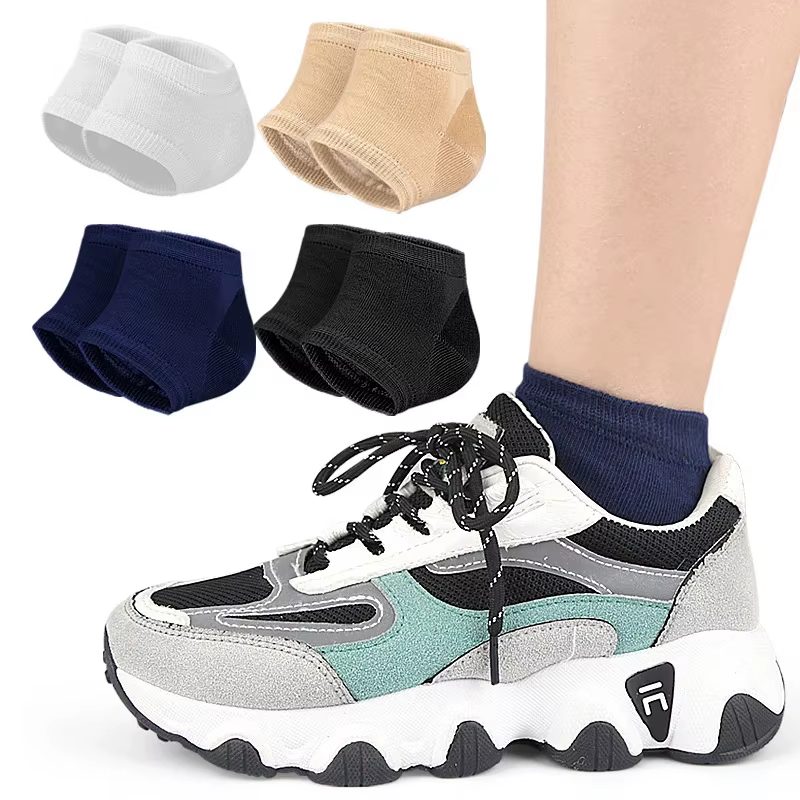Protections de talon en gel, anti-crevasses, demi-chaussettes unisexe, coussinets de soin des pieds, 2 ou 4 pièces