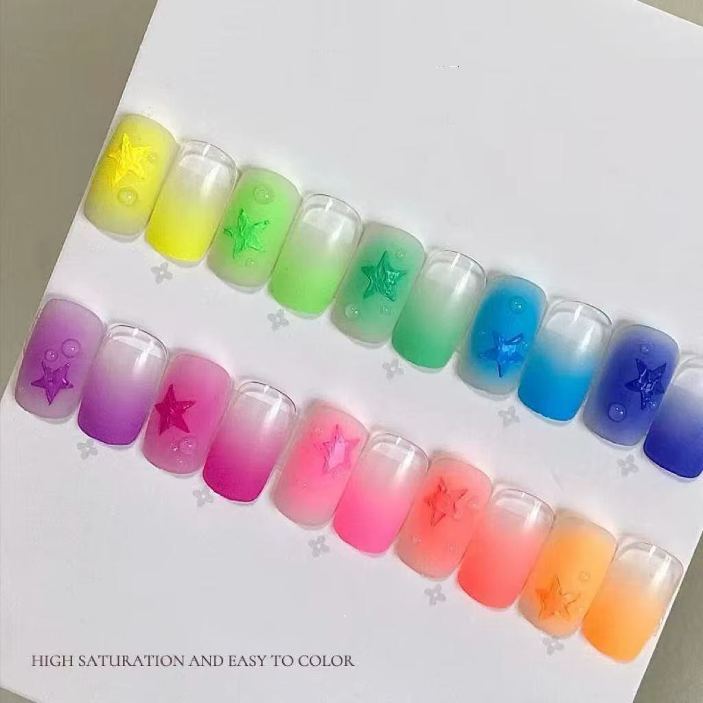 Vernis à ongles en gel solide fluorescent Y2K 12 couleurs