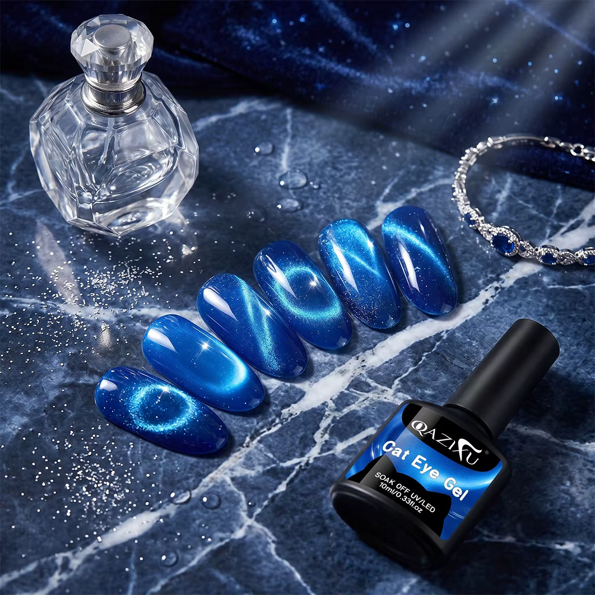 QAZIXU 10ml Vernis à ongles gel œil de chat bleu