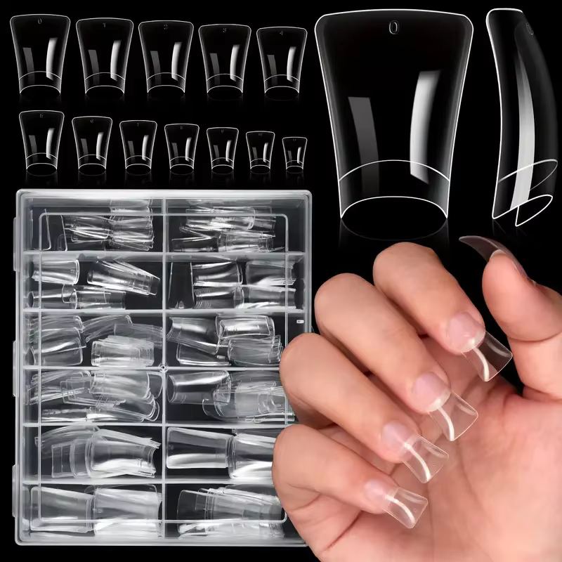 120 morceaux de transparent - couleur naturelle - pointes d'ongles courtes en forme de bec de canard