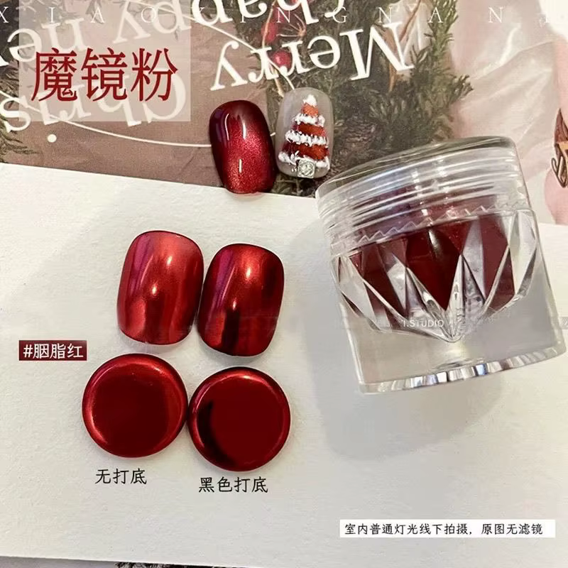 1 pot de poudre à ongles rouge de Noël