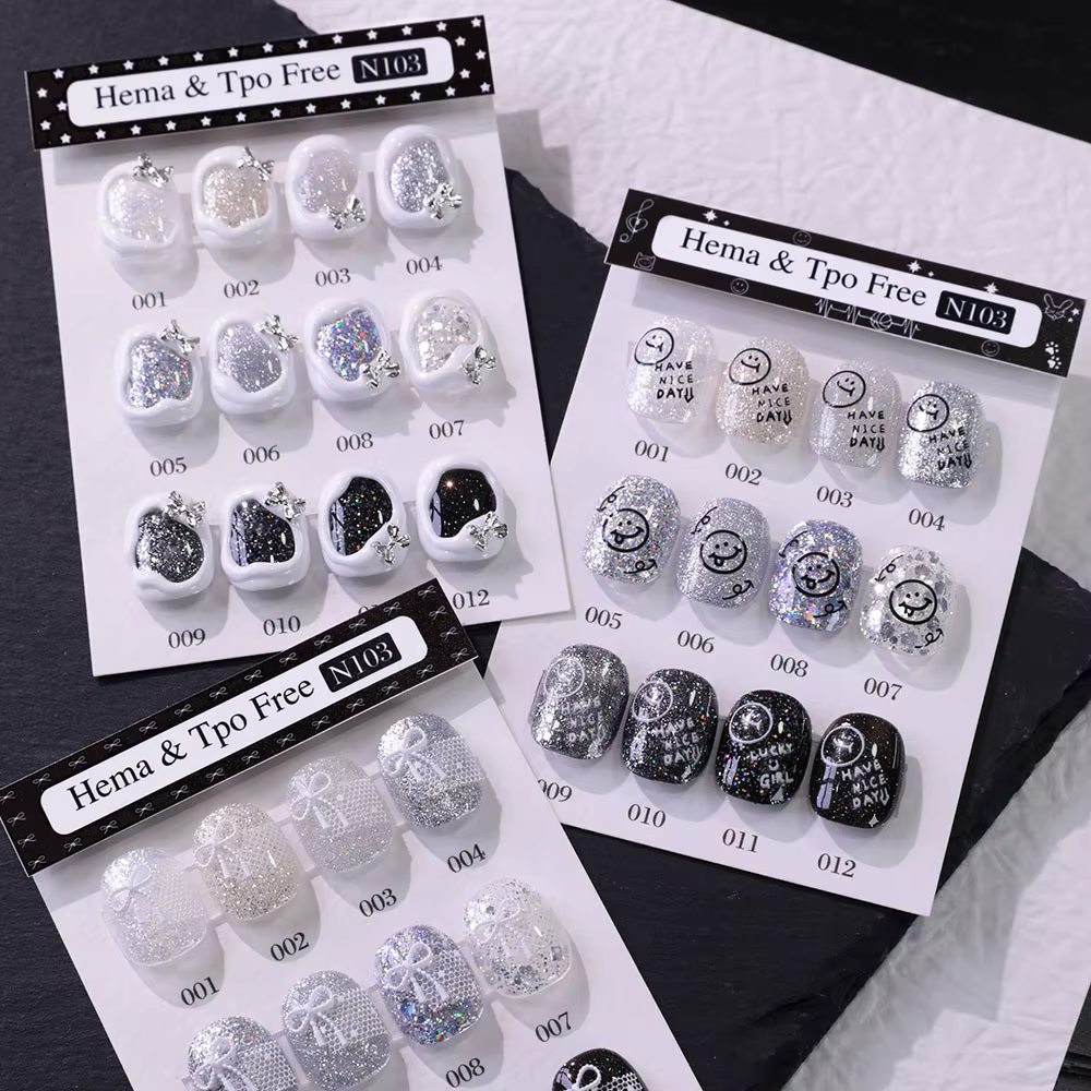 Kit de 12 vernis gel pailletés brillants pour ongles