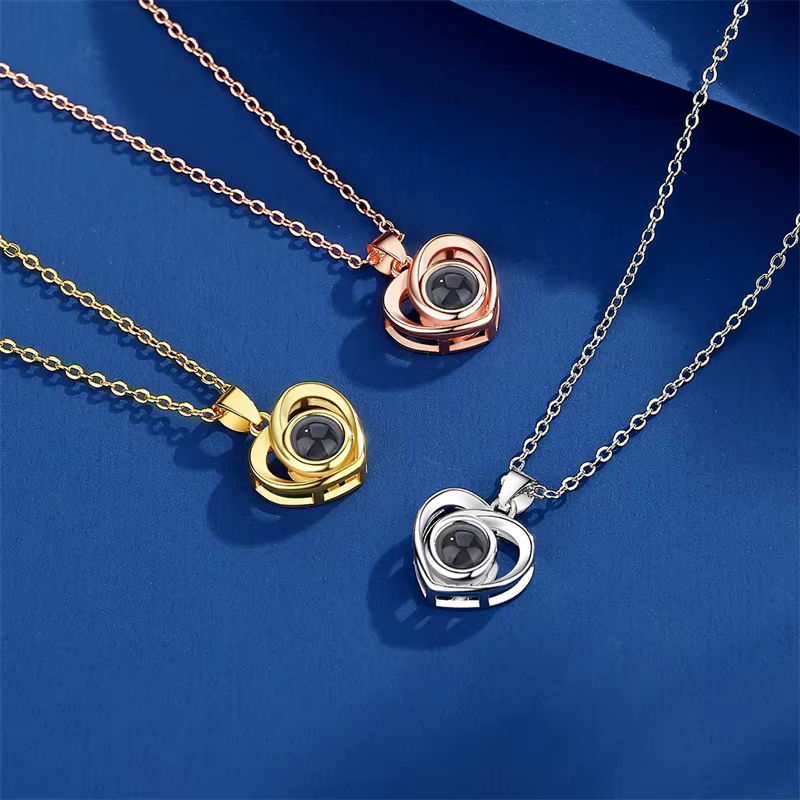 Collier coeur personnalisé avec photo à l'intérieur collier photo coeur personnalisé personnalisé bijoux en or rose cadeaux pour femmes filles