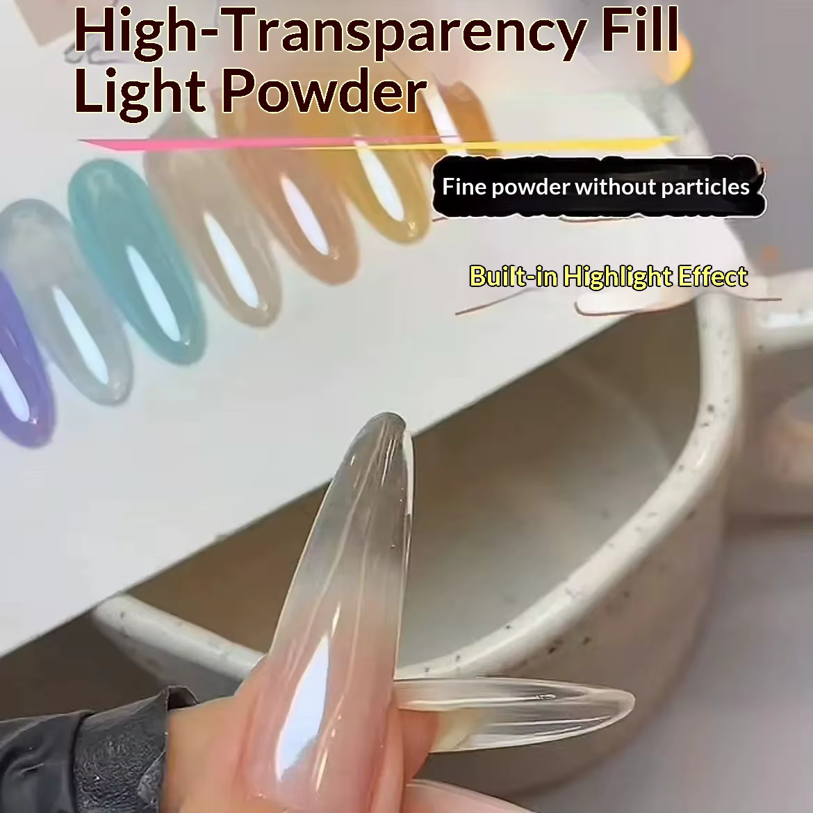 1 pot de poudre à ongles haute transparence effet chrome cristal
