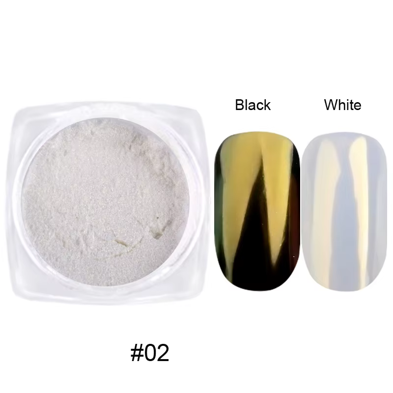 12 pièces/ensemble Aurora blanc ongles miroir poudre 0.3g/pot miroitant clair de lune Chrome Pigment poussière pour UV Gel vernis manucure décorations