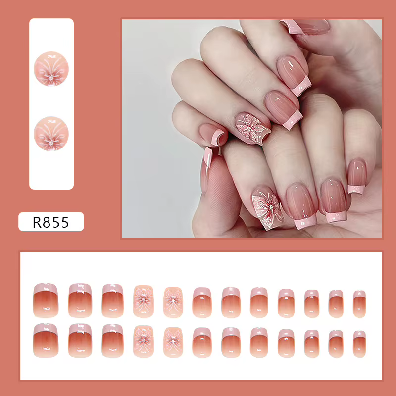 Faux ongles courts carrés à presser