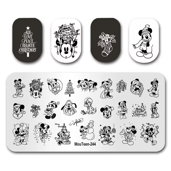 Nail Art Estampage MouTeen-243 Disney Noël Hiver Neige