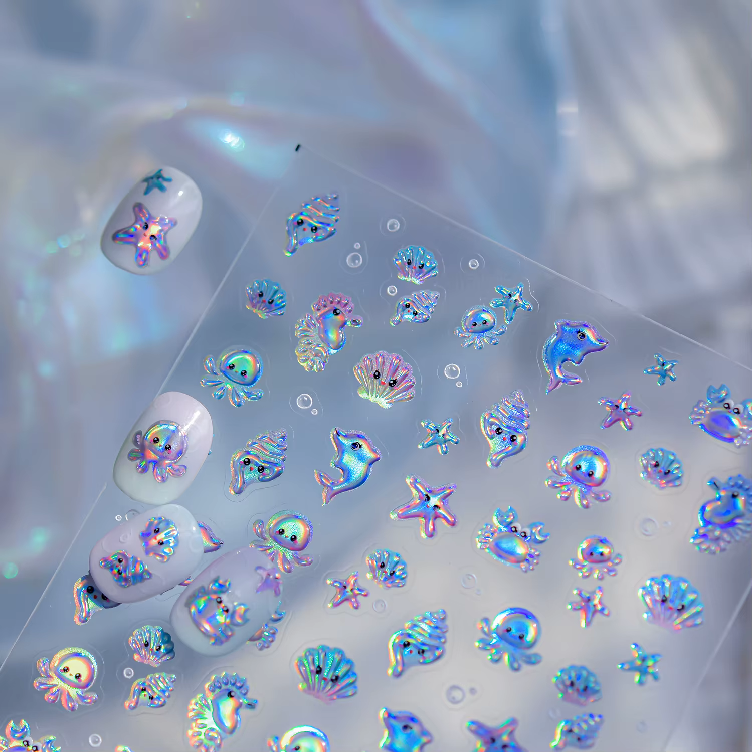 Autocollants pour Nail Art en gelée d'océan