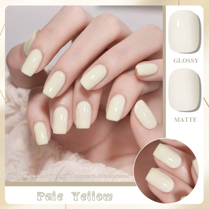 Vernis à ongles Gel jaune pâle HEMA TPO gratuit Semi Permanent à tremper UV LED