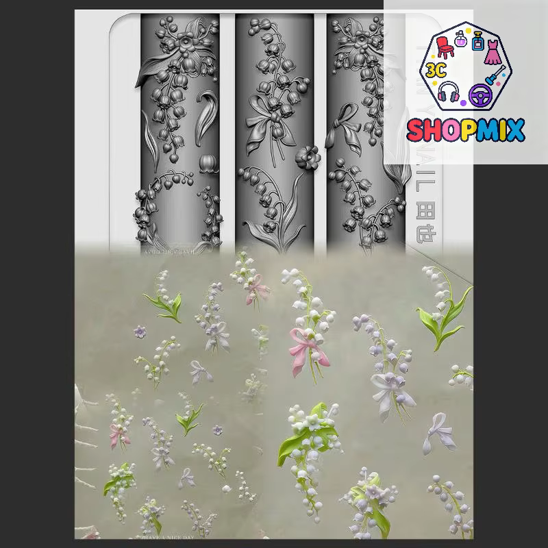 Moule à ongles incurvé 3D série fleurs